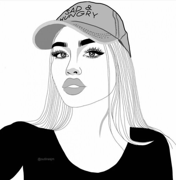 Девушка нарисованные черно белые