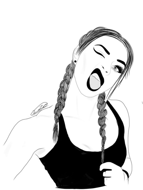 Девушка нарисованные черно белые
