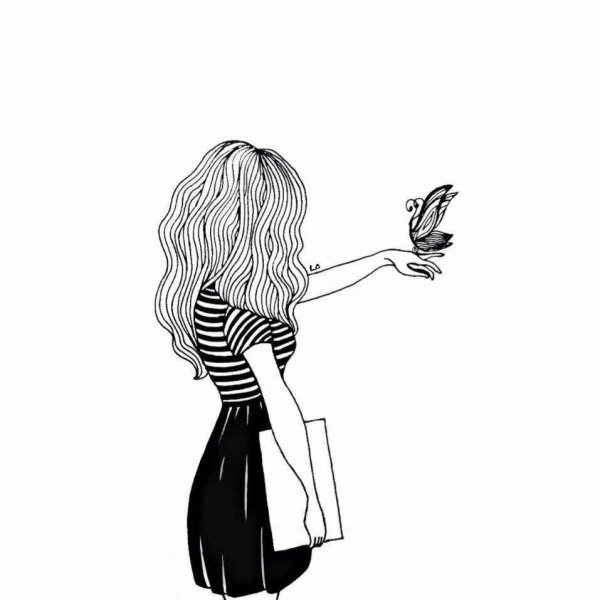 Девушка нарисованные черно белые