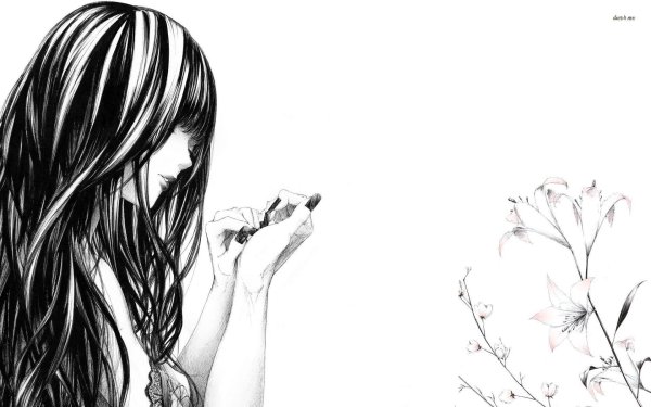 Девушка нарисованные черно белые