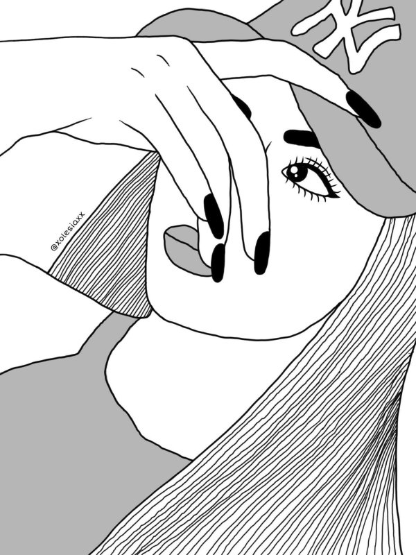 Девушка нарисованные черно белые