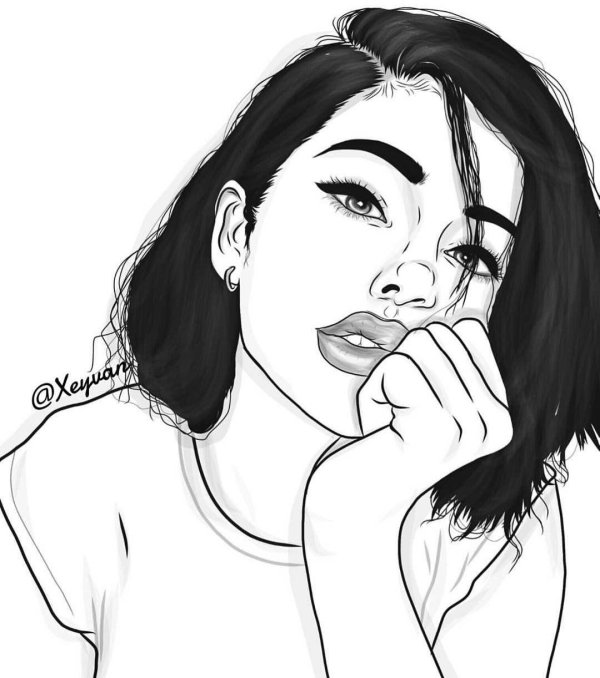 Девушка нарисованные черно белые