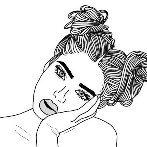 Девушка нарисованные черно белые