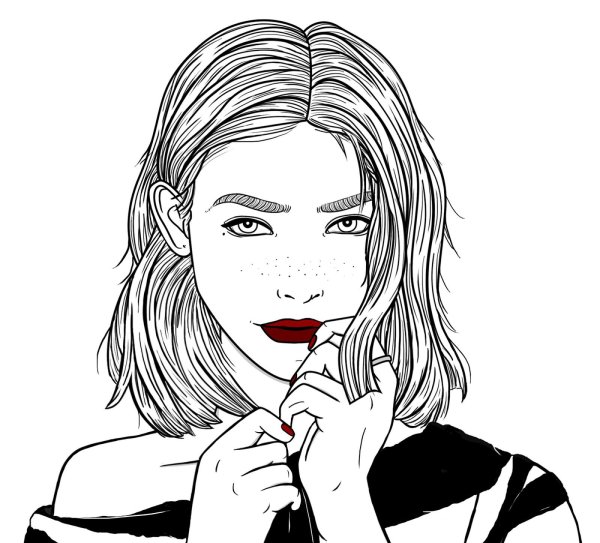Девушка нарисованные черно белые