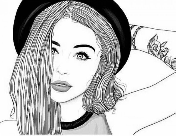 Девушка нарисованные черно белые