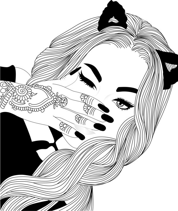 Девушка нарисованные черно белые