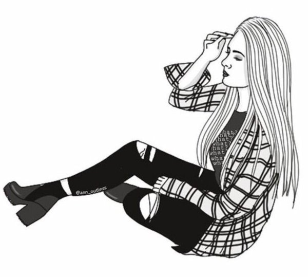 Девушка нарисованные черно белые