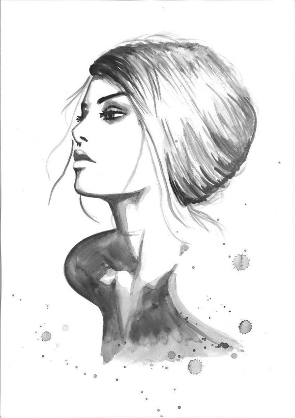 Девушка нарисованные черно белые