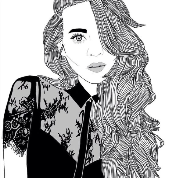 Девушка нарисованные черно белые