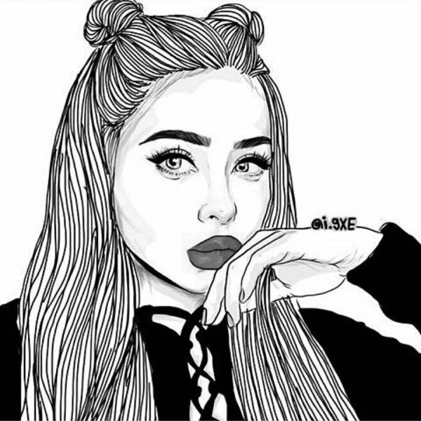 Девушка нарисованные черно белые