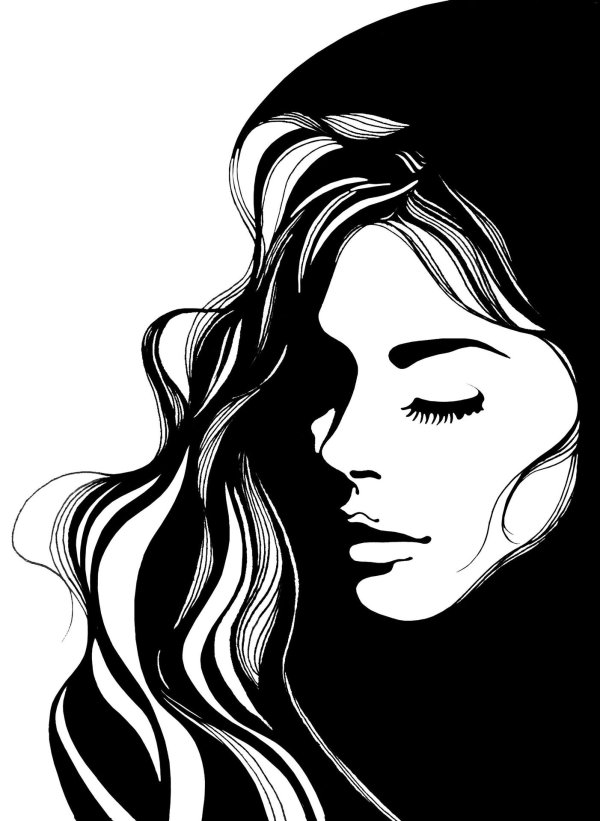 Девушка нарисованные черно белые
