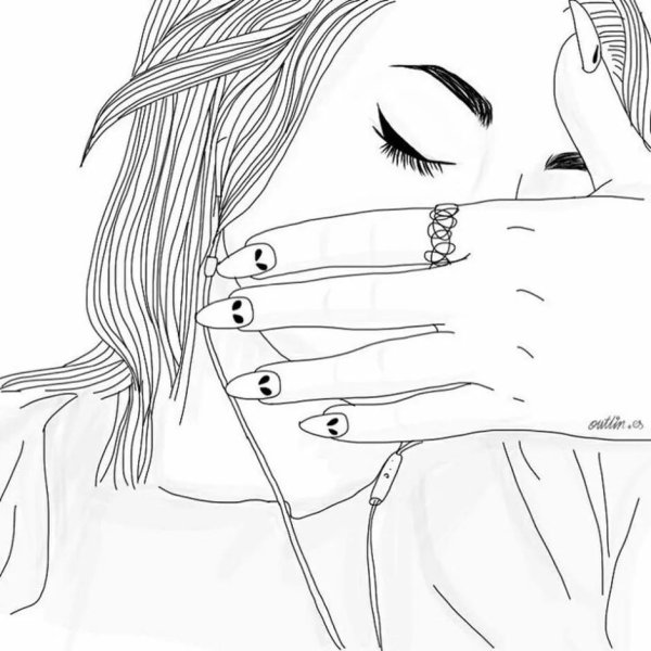 Девушка нарисованные черно белые