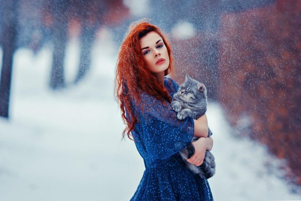 С рыжими девушками зимой