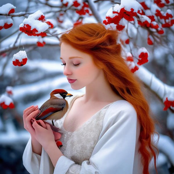 С рыжими девушками зимой