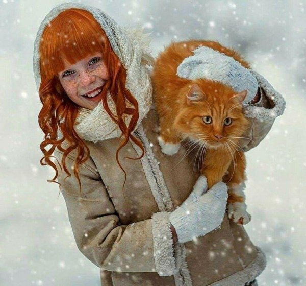 С рыжими девушками зимой