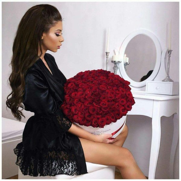 фотосессия с букетом роз