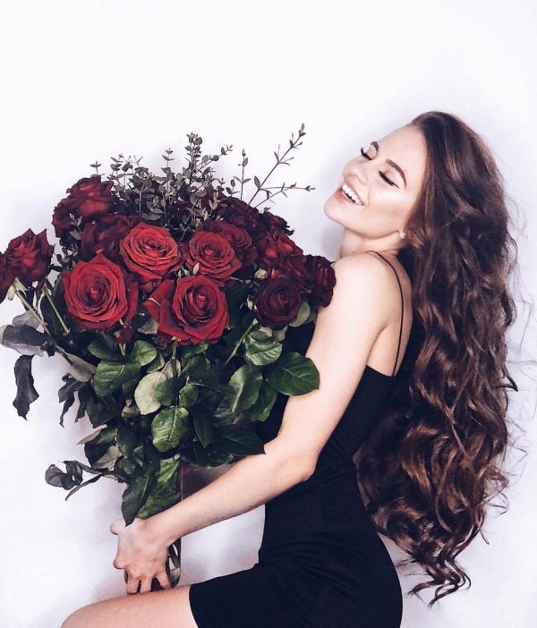 фотосессия с букетом цветов