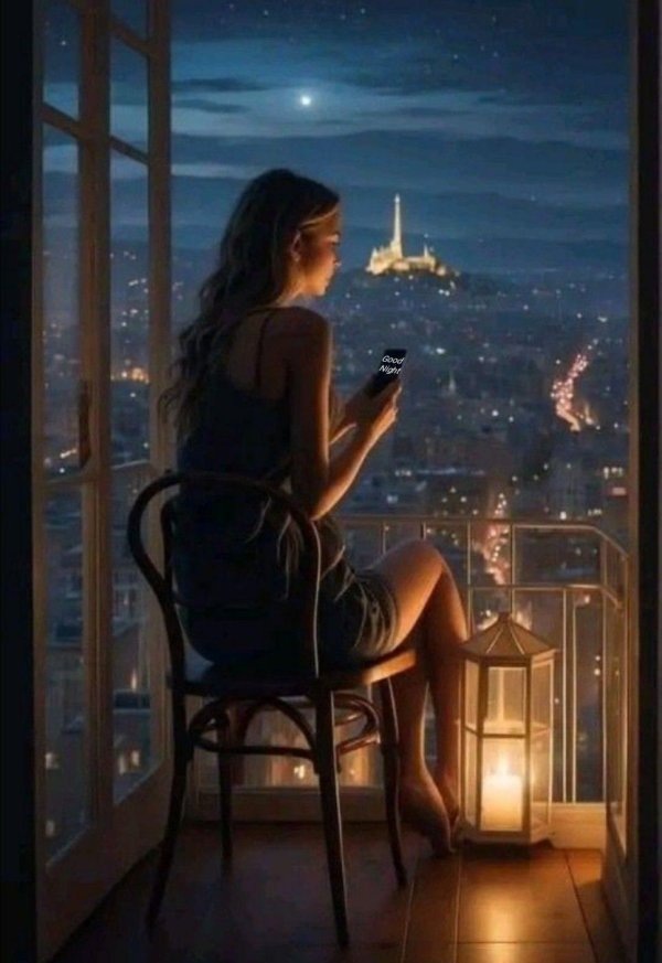 Девушка вечером у окна