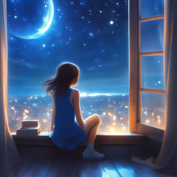 Девушка вечером у окна