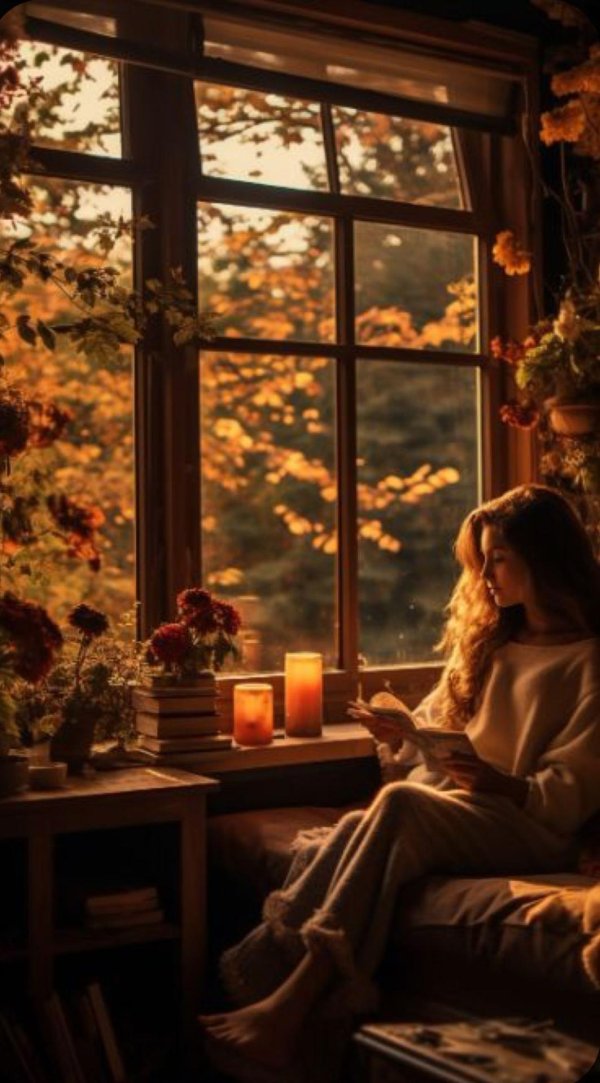 Девушка вечером у окна