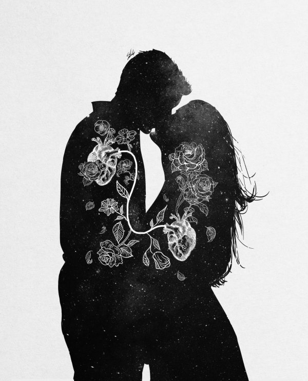 Парень и девушка черно белые