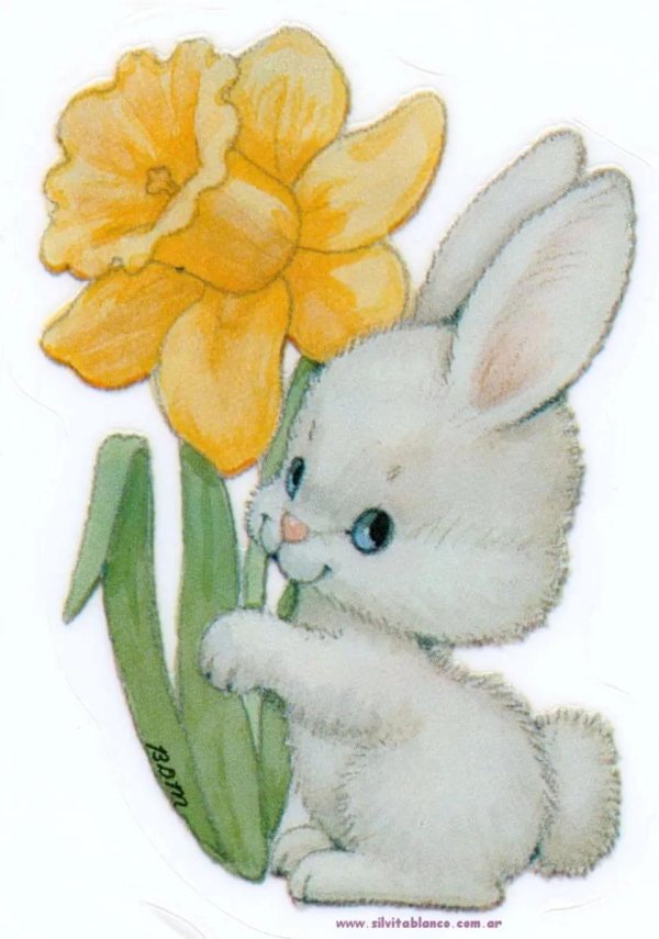зайчонок с цветами