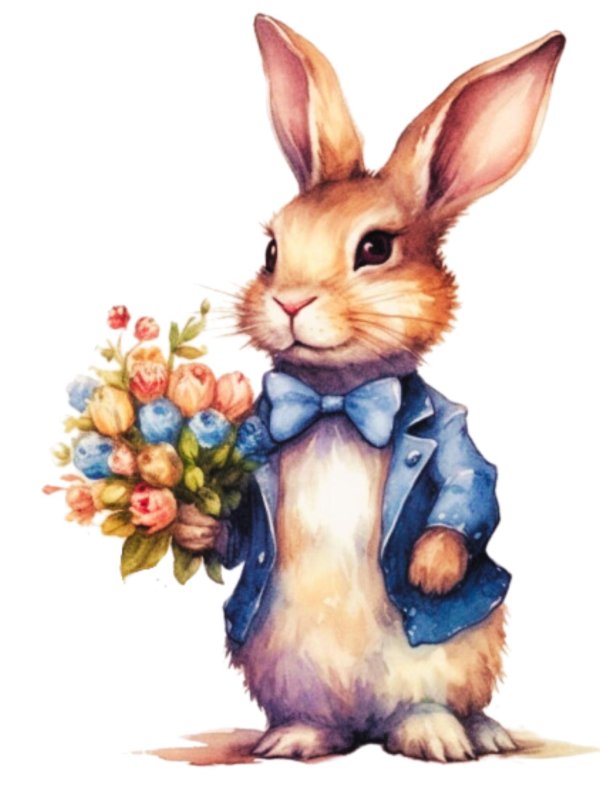 зайка с цветком