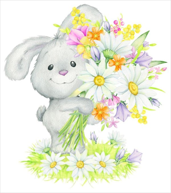 заяц с цветочком