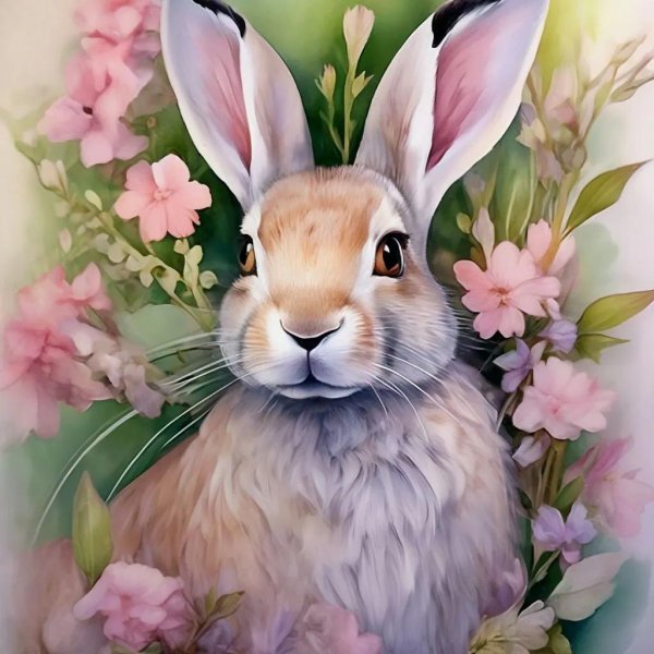 кролик в цветах