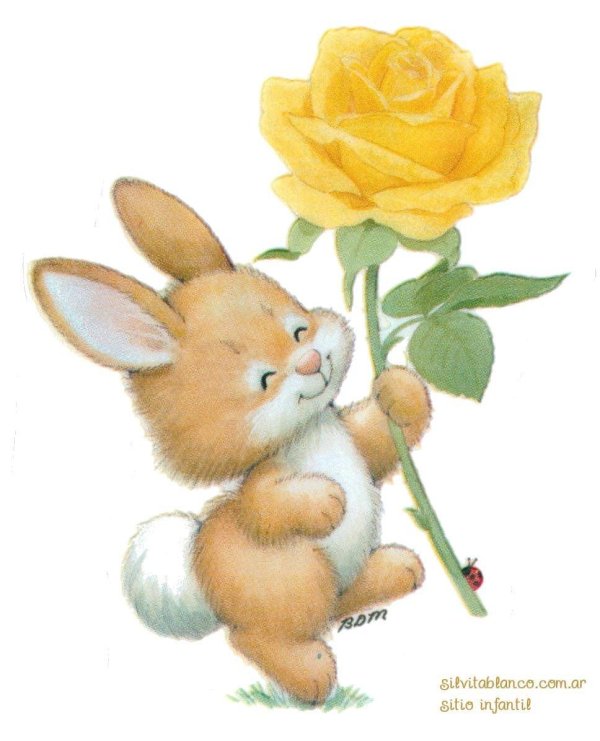 зайчонок с цветочком
