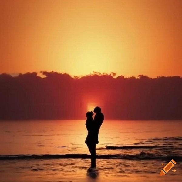 Девушка и парень на закате