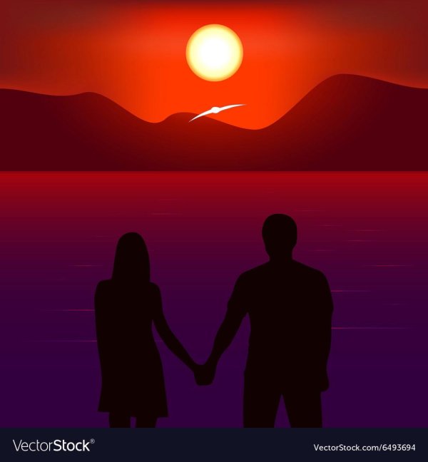 Девушка и парень на закате