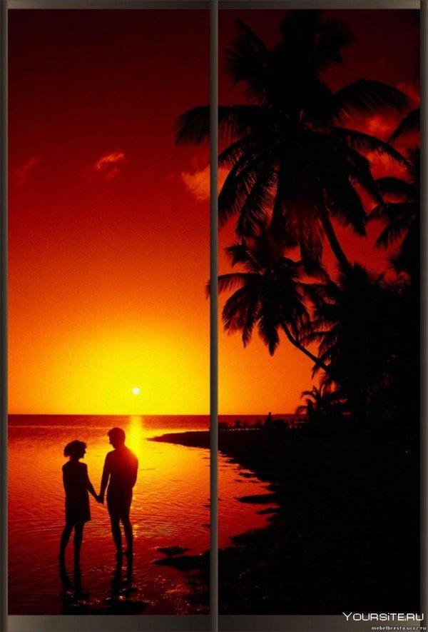 Девушка и парень на закате