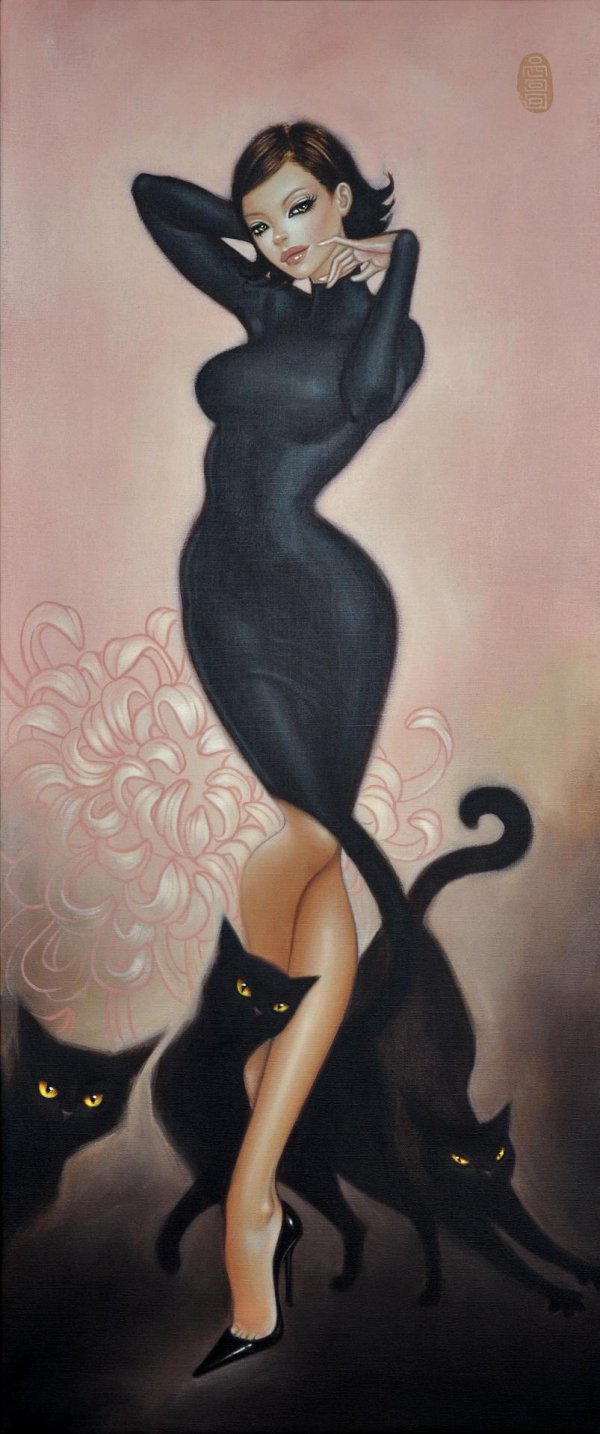 На аватарку девушка с кошкой