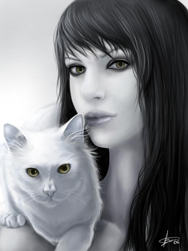 На аватарку девушка с кошкой