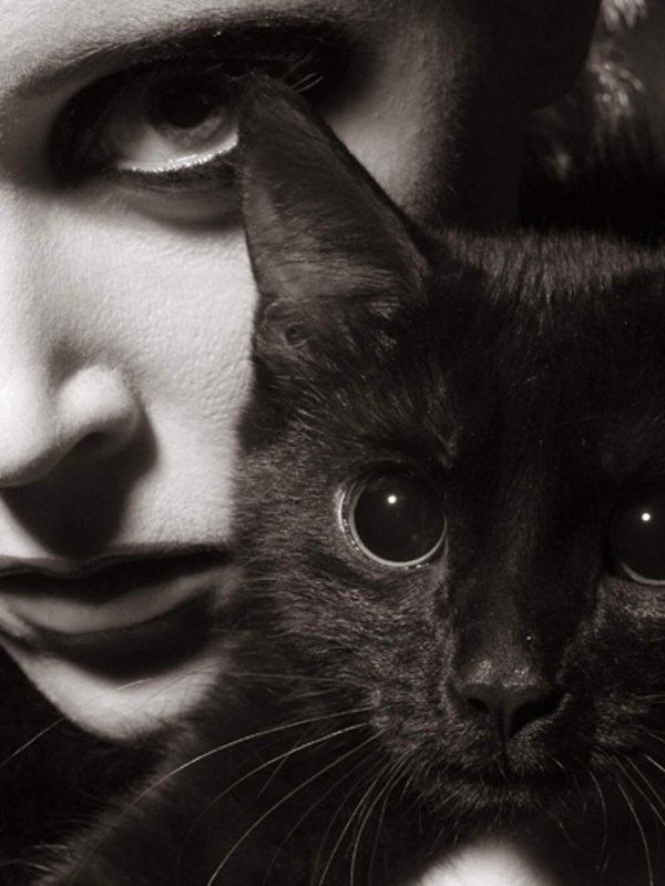 На аватарку девушка с кошкой