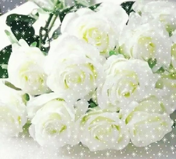 Девушка с букетом белых роз