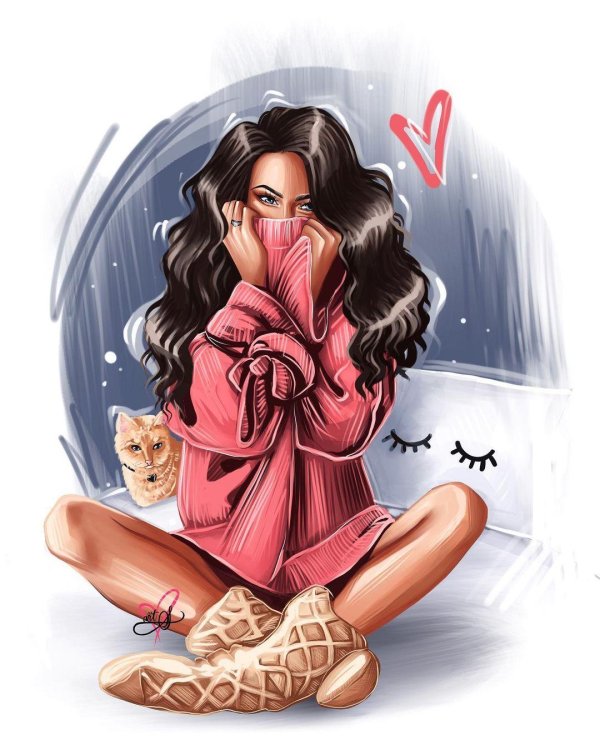 С девушками нарисованные с надписями