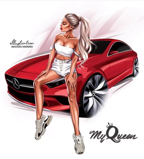 С девушками нарисованные с надписями