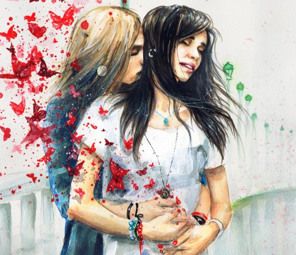 С девушками нарисованные с надписями