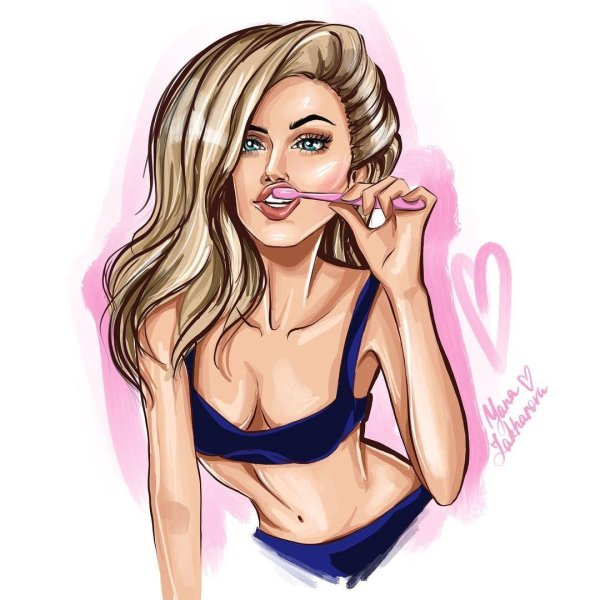 С девушками нарисованные с надписями