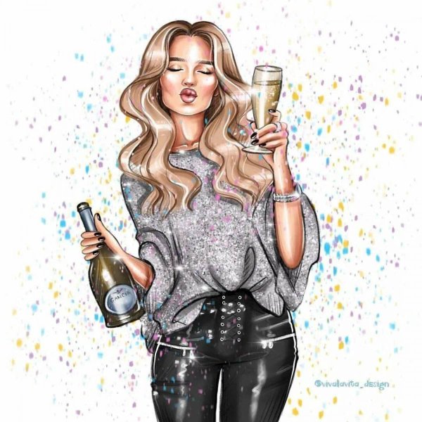 С девушками нарисованные с надписями