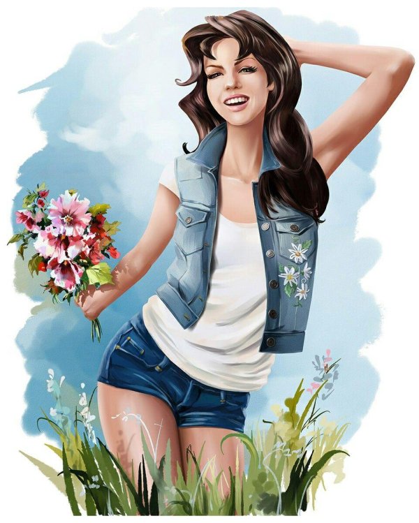 С девушками нарисованные с надписями