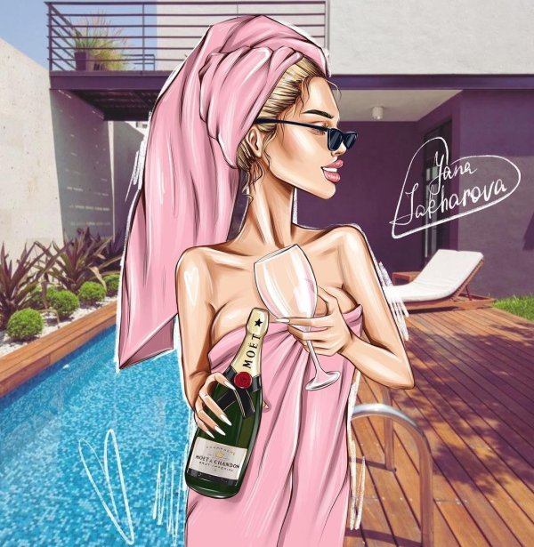 С девушками нарисованные с надписями