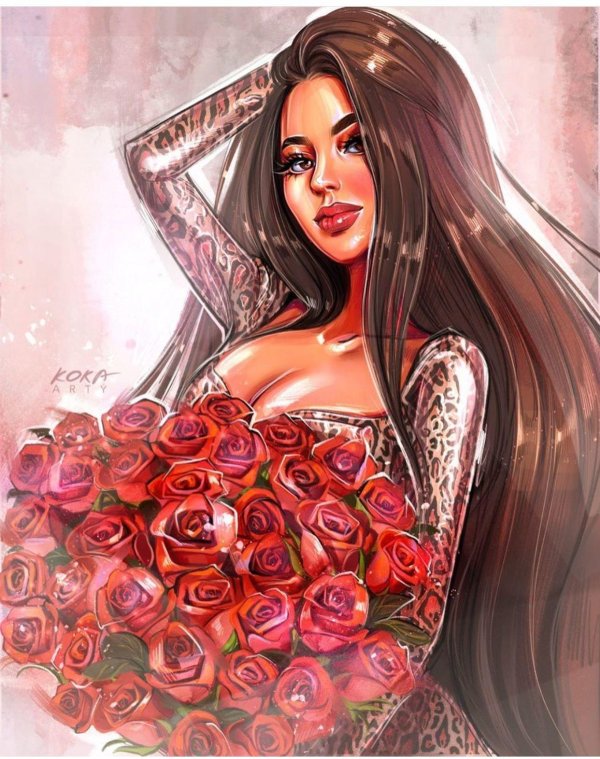 С девушками нарисованные с надписями