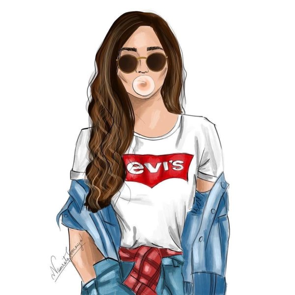 С девушками нарисованные с надписями