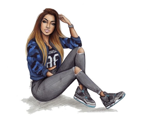 С девушками нарисованные с надписями