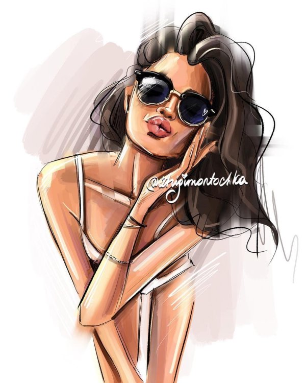 С девушками нарисованные с надписями