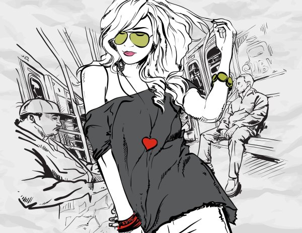 С девушками нарисованные с надписями