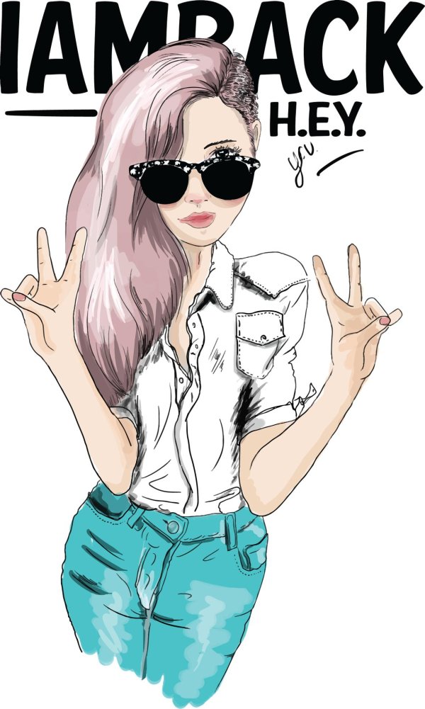 С девушками нарисованные с надписями